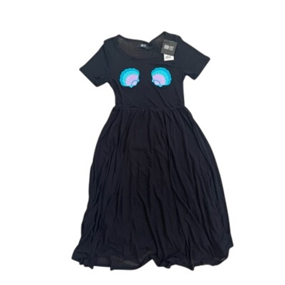 Iron Fist Mermaid For‎ Life Black Sheer Seashell Pasties Midi Dress Med Goth Emo